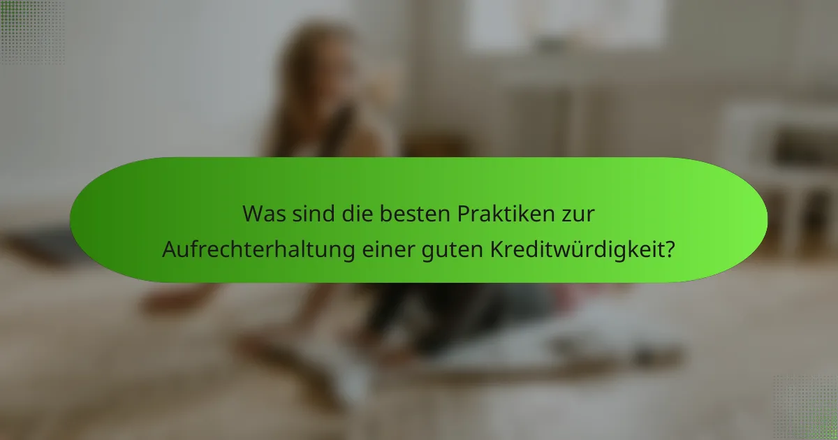 Was sind die besten Praktiken zur Aufrechterhaltung einer guten Kreditwürdigkeit?