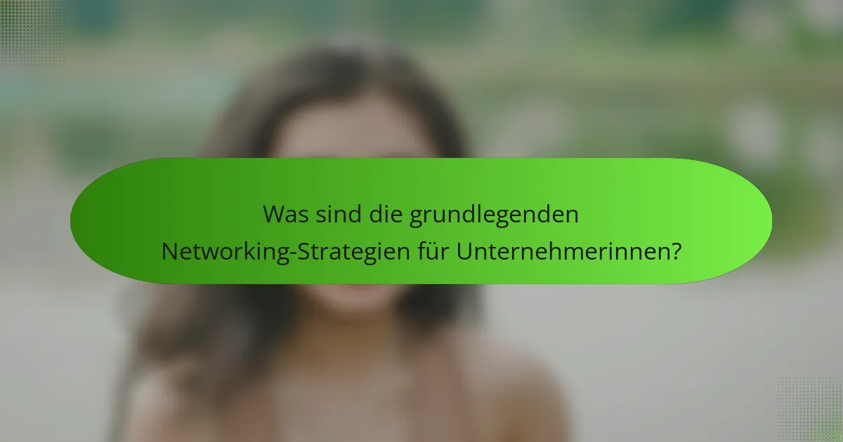 Was sind die grundlegenden Networking-Strategien für Unternehmerinnen?