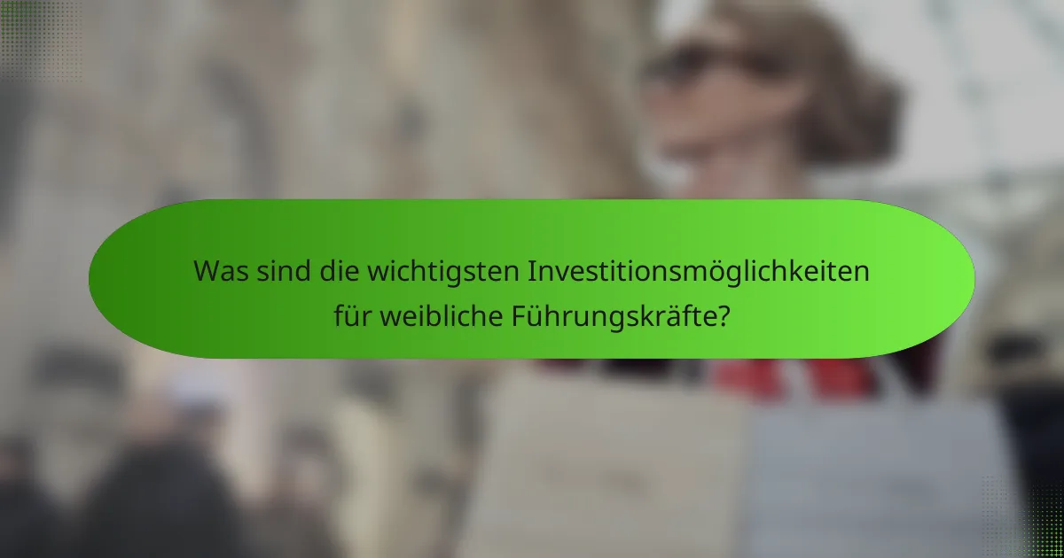 Was sind die wichtigsten Investitionsmöglichkeiten für weibliche Führungskräfte?
